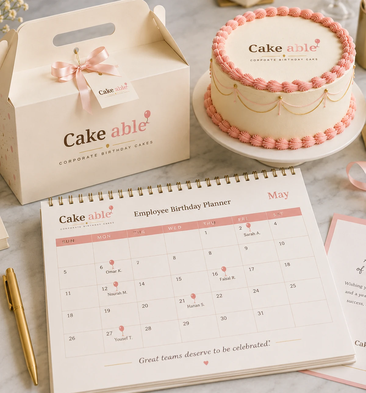 Employee birthday calendar and Cake-able cake